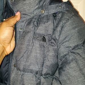North Face Bubble Puff Coat Grey/Blue/Denim